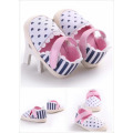 Cheap Cute design fancy baby girls outdoor Dot shoes stripe flat sandals shoes for 3-12 month